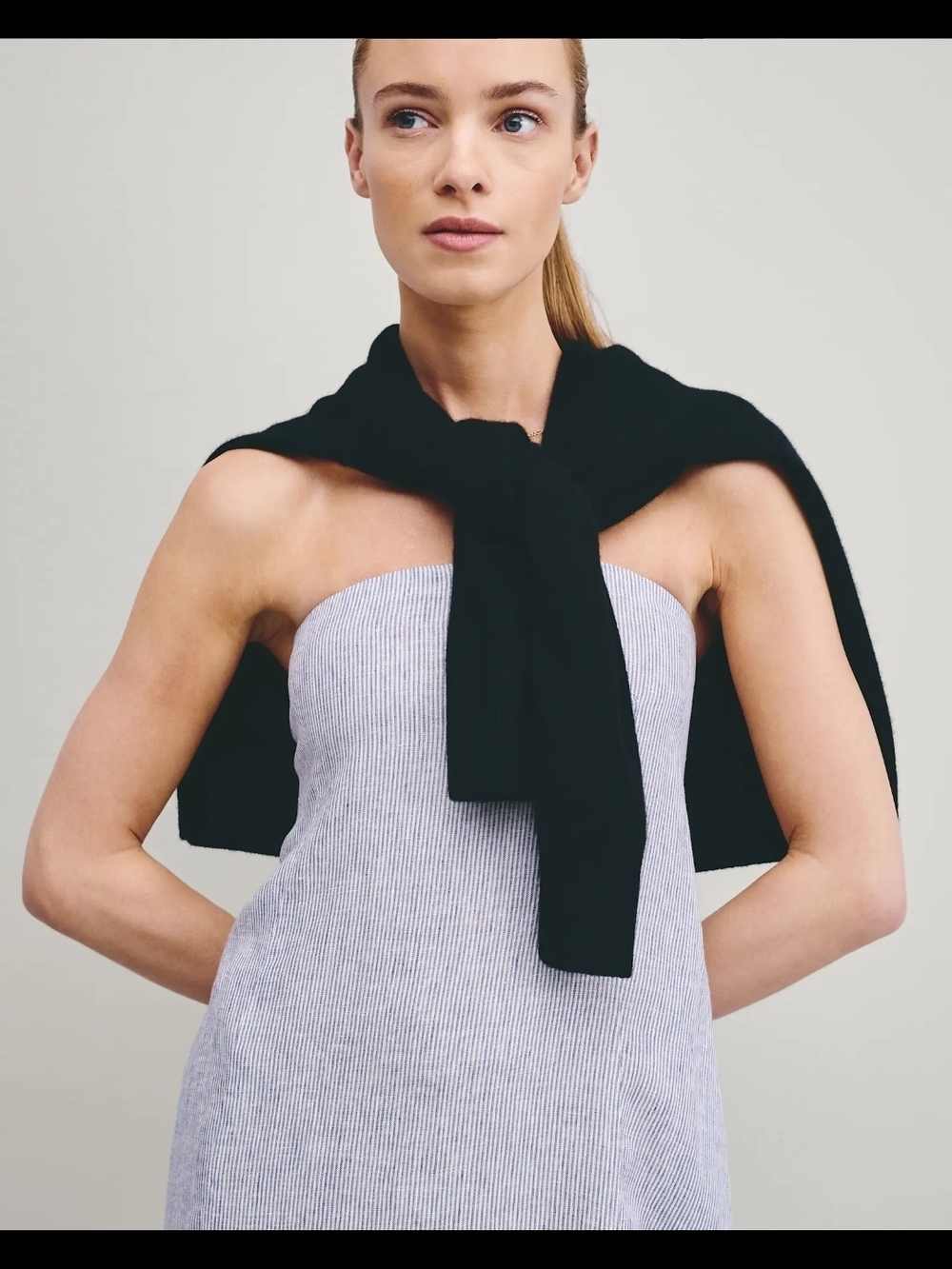 Quince Black Knit Sweater Wrap
